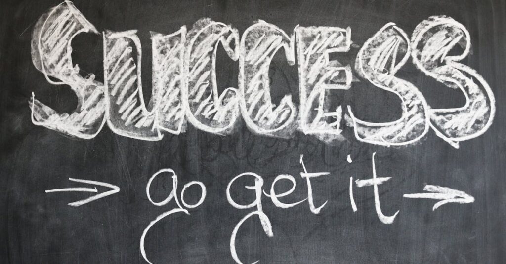 focus routine business success Motivational chalkboard with 'Success - go get it' written in chalk.